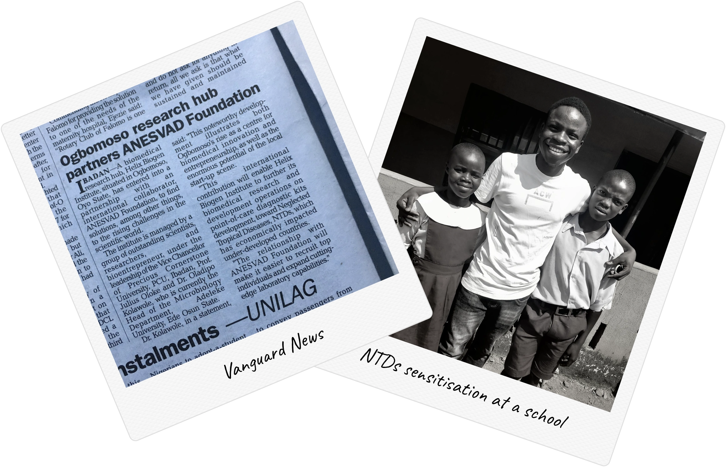 Vanguard News clipping and NTDs sensitisation at a school