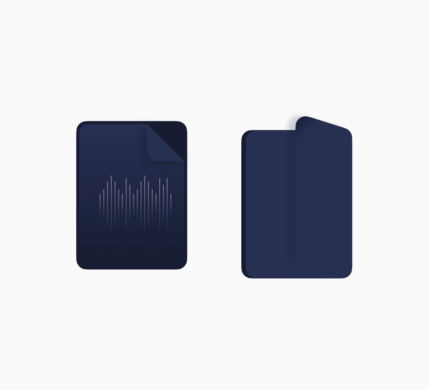 Navy document and folder variants of the icon